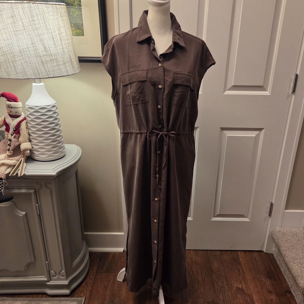 Old Navy Utility Shirt Dress Womens Size M Tall Olive Green
